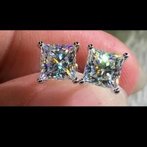 925 Sterling Silver Hoop Earrings , moissanite Stones